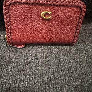 Coach Burgundy Leather Wallet with Gold Accent